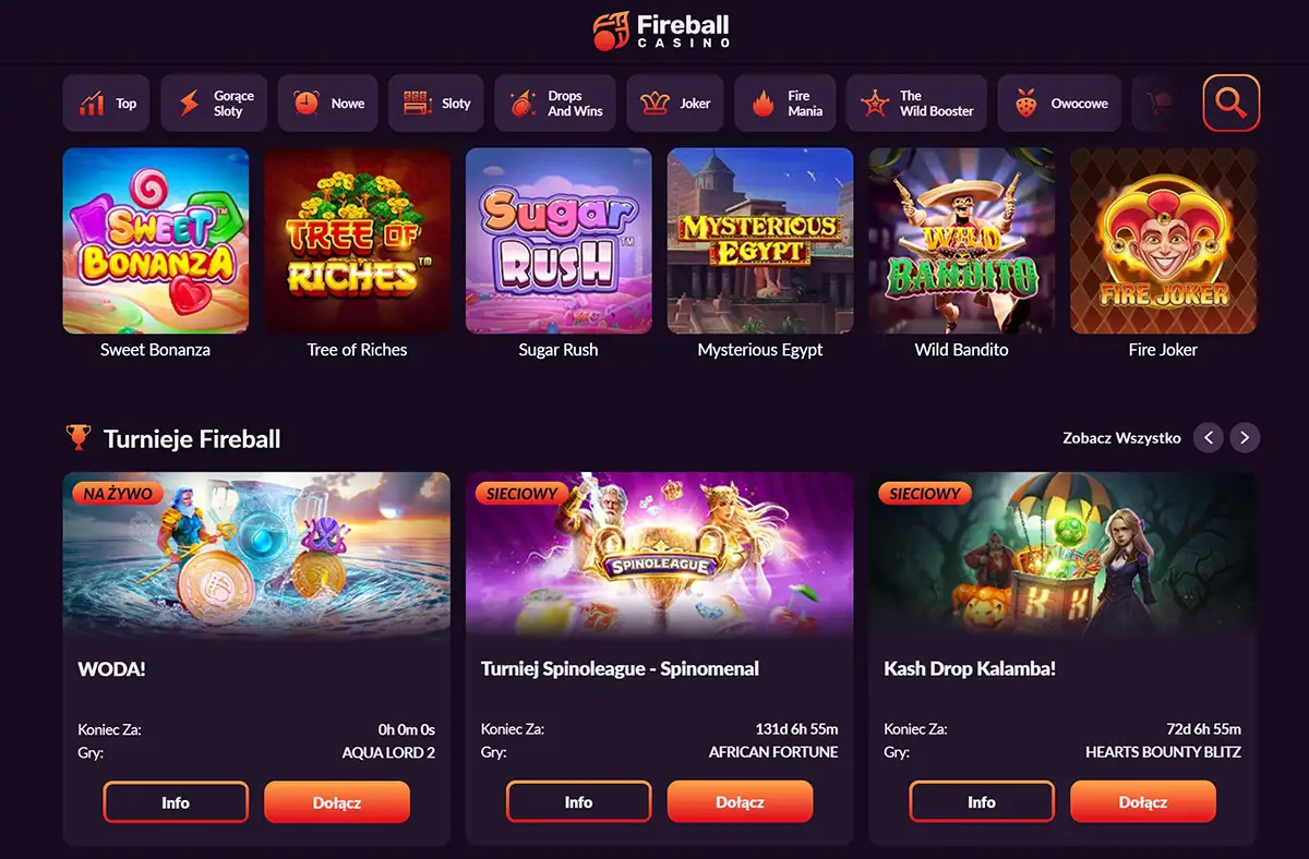 Gry kasynowe w Fireball Casino