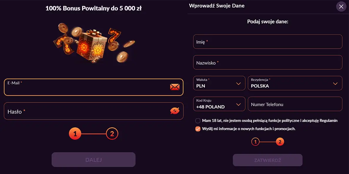 Rejestracja w Fireball Casino